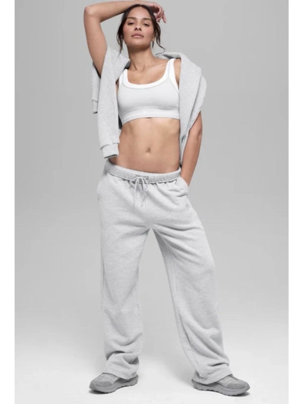 NEW ALO Yoga Accolade Straight Leg Sweatpants Unisex Fleece Gray Small F1
